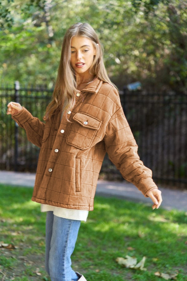 Quilted Shacket - Tan