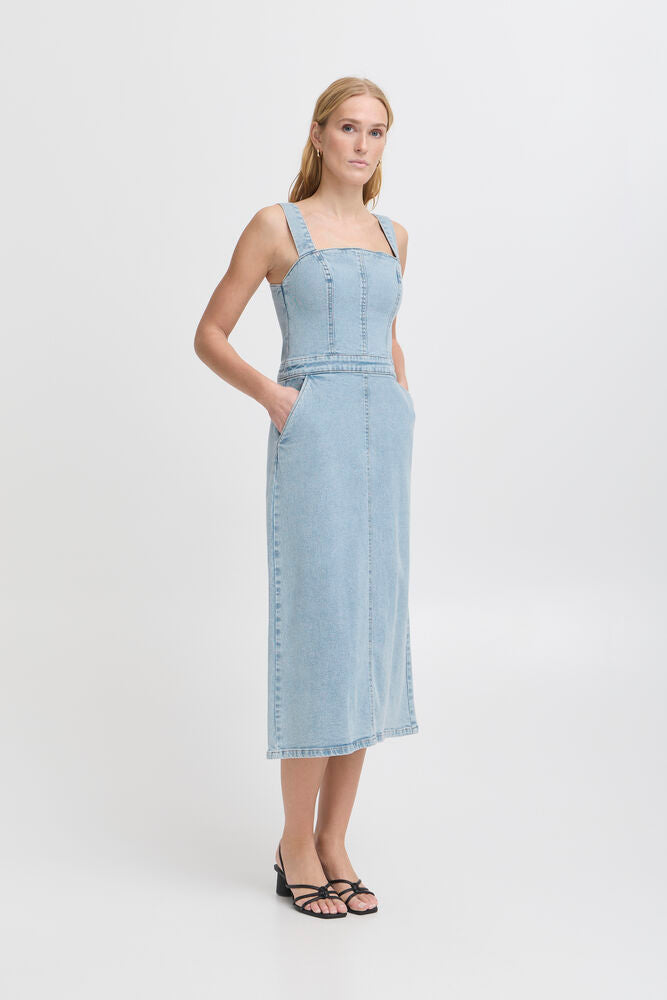 ICHI Denim Midi Dress – 3's Company Boutique