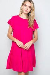 Lana Babydoll Dress - Hot Pink