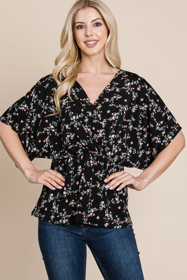 Dainty Floral Wrap Top