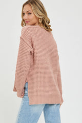 Bailey Waffle Knit Sweater - Soft Blush