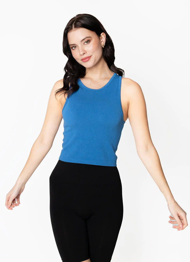 C'est Moi Ribbed Tank - Cobalt