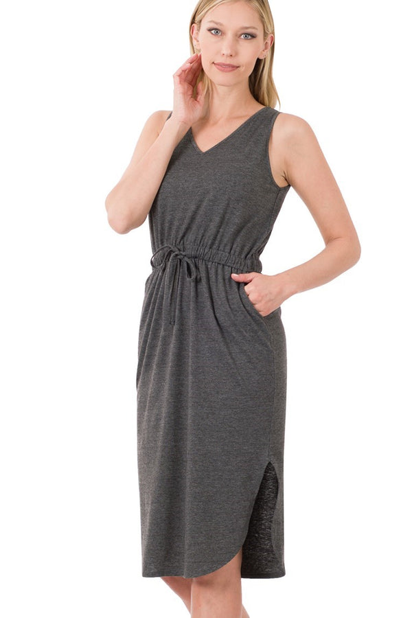 *SALE* Waist Tie Dress - Charcoal