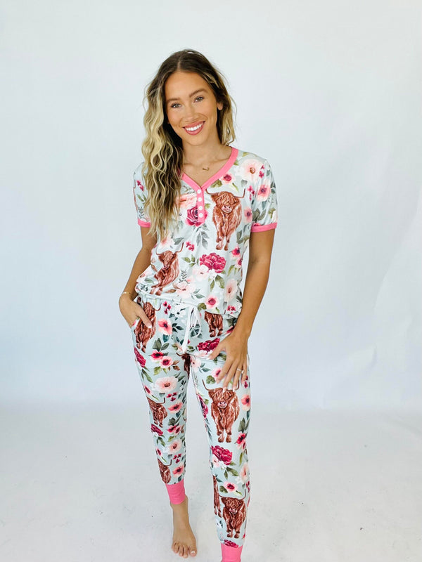 Shirley & Stone PJ Set - Floral Cows