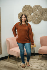Madeline Waffle Knit Sweater - Rust