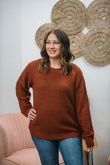 Madeline Waffle Knit Sweater - Rust
