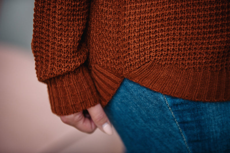 Madeline Waffle Knit Sweater - Rust