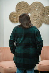 Sadie RD Style Plaid Woven Shacket - Forest