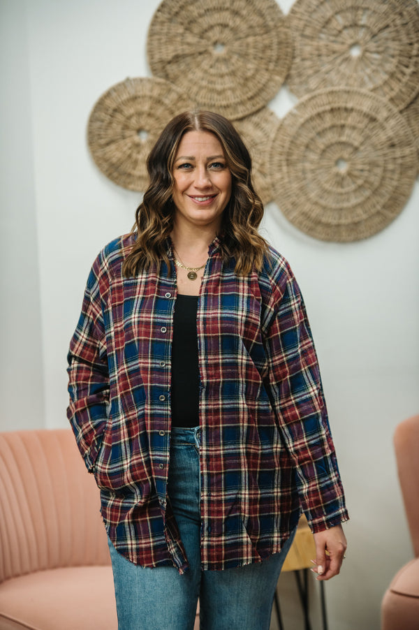 Plaid for You Button Down - Maroon