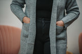 Hooded Open Front Cardigan - Heather Grey