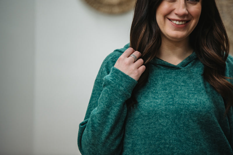 Hooded Brushed Sweater - Heather Green