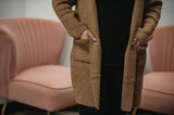 Hooded Open Front Cardigan - Heather Camel