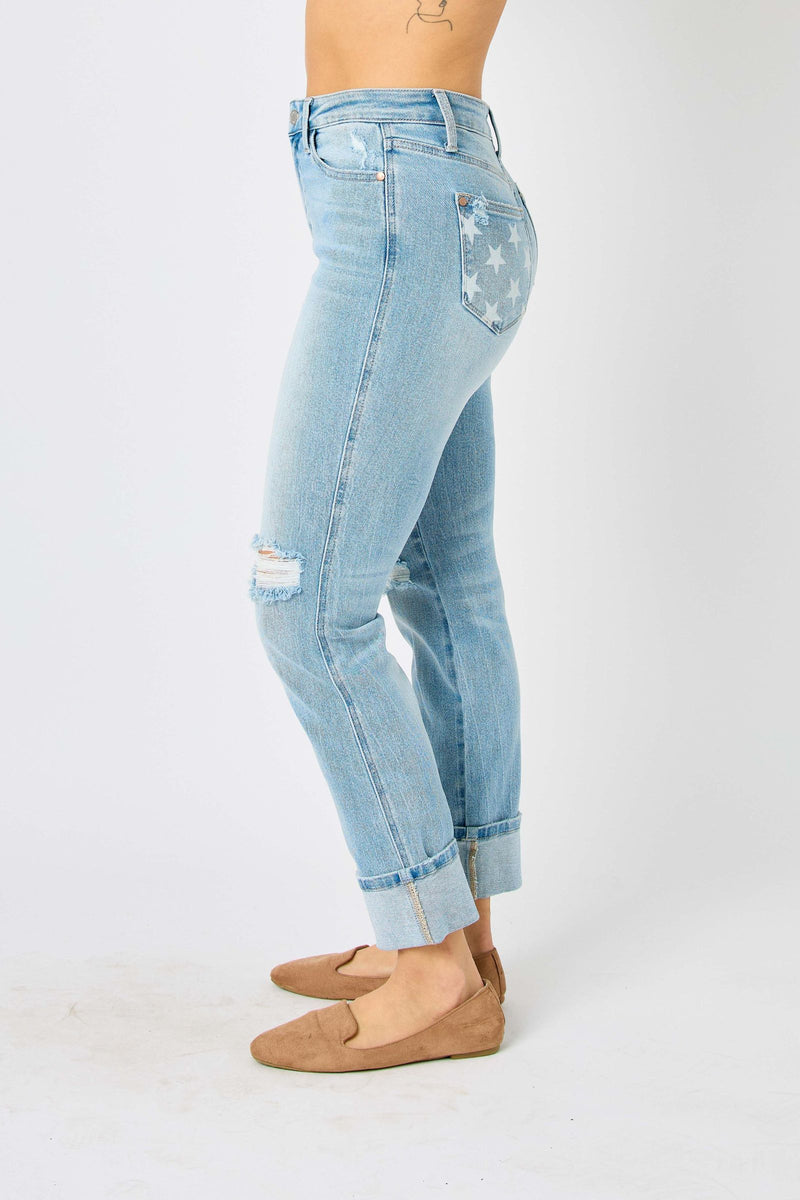 Judy Blue Cuffed Boyfriend Jean – 3's Company Boutique