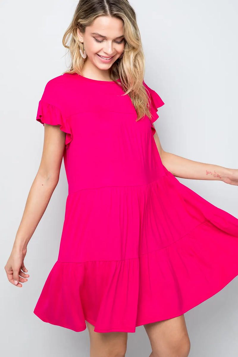Lana Babydoll Dress - Hot Pink