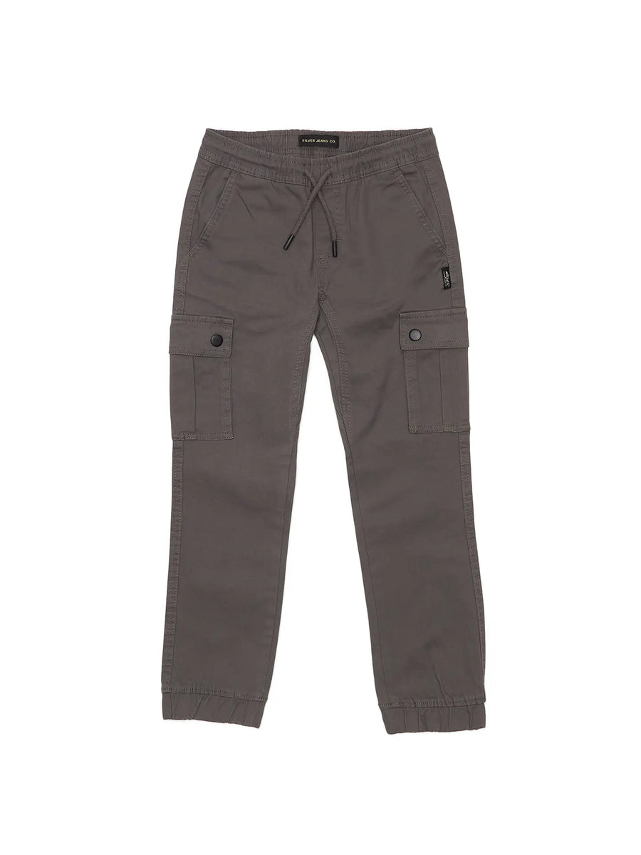 Boys Cargo Twill Joggers - Charcoal – 3's Company Boutique