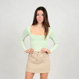 Second Skin Stacy Square Neck Bodysuit - Celedon
