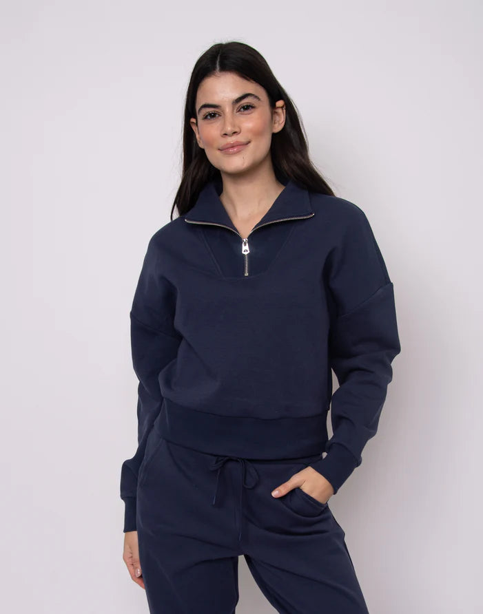 RD Style Seanni HalfZip Pullover || Sea Blue – 3's Company Boutique