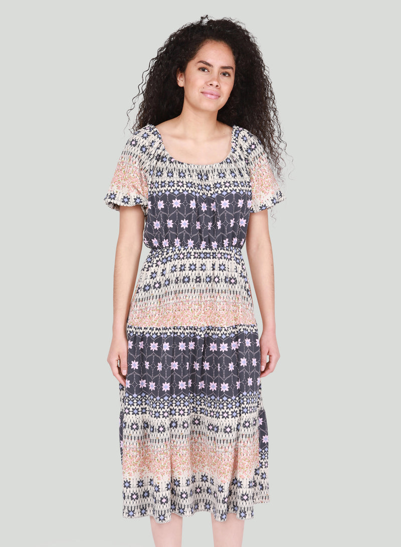 DEX Navy Garden Midi Dress