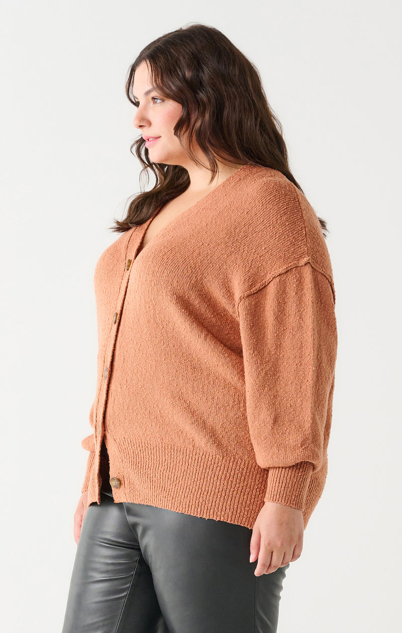 DEX Button Front Cardigan - Rusty Sand