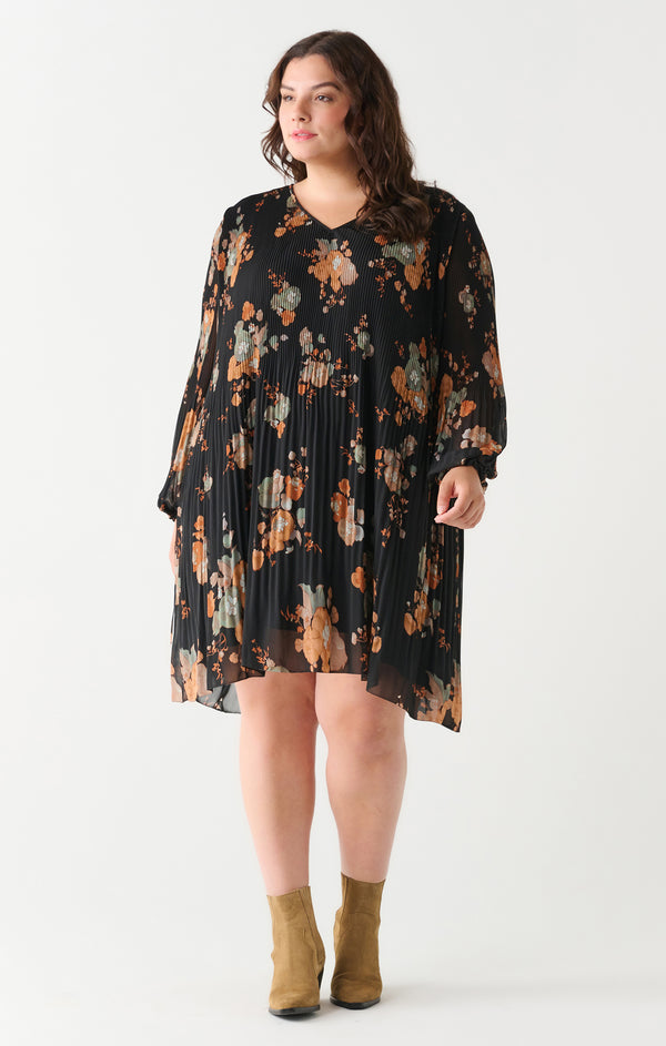 DEX Pleated Floral Dress