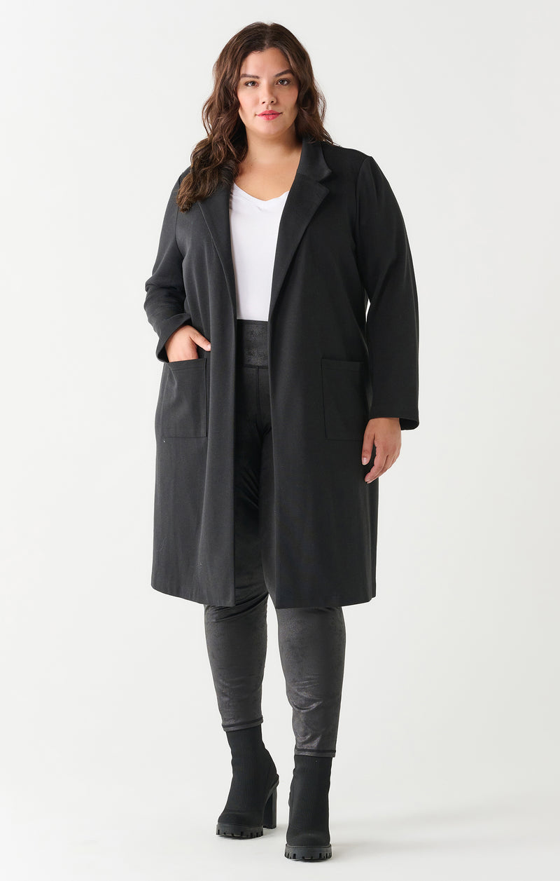 DEX Long Open Blazer - Black