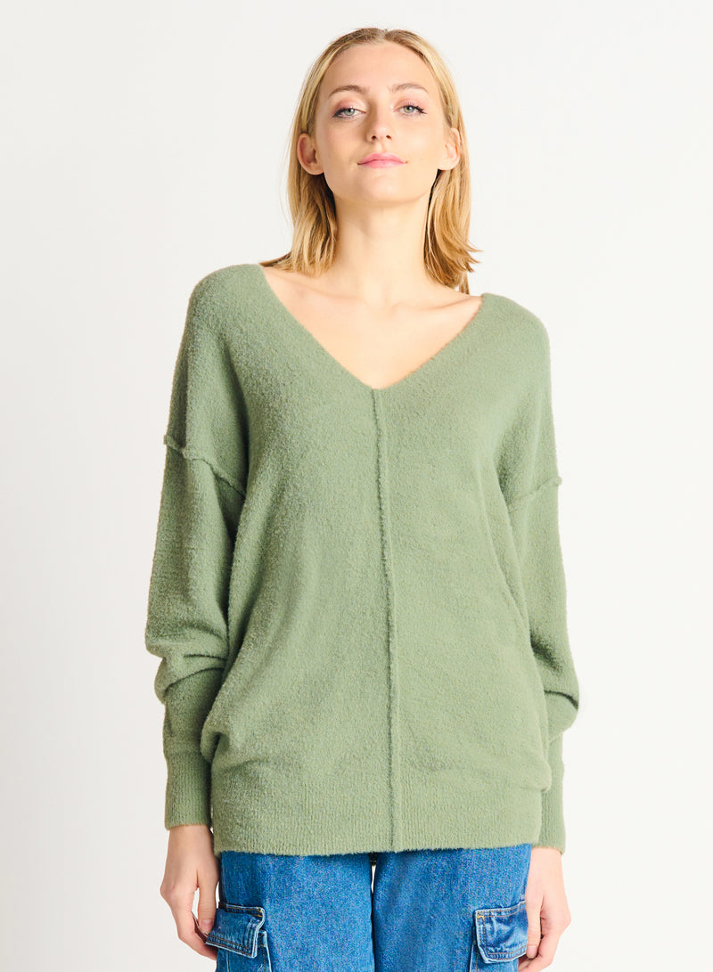 Dex Exposed Seam Sweater - Sage