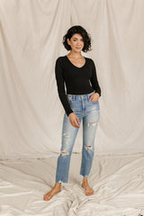 Ampersand V-Neck Bodysuit - Black