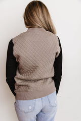 Ampersand Quilted Bomber - Taupe & Black
