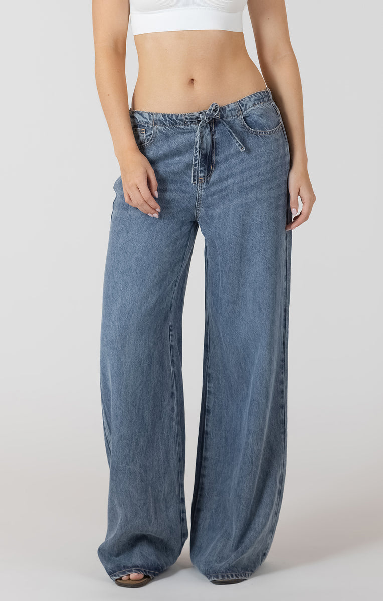 DEX Drawstring Waist Denim || Medium Wash – 3's Company Boutique