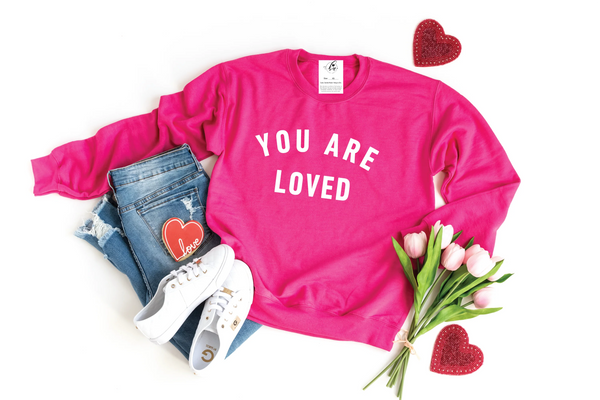 You are Loved Sweater - Bold Pink