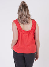 *SALE* Dex Origami Pleat Tank - Coral *curvy*