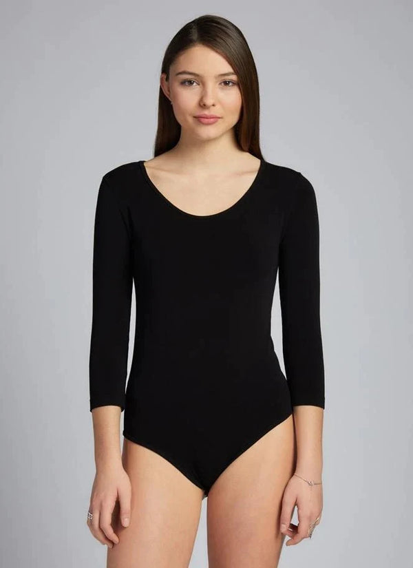 C'est Moi 3/4 Sleeve Bodysuit - Black