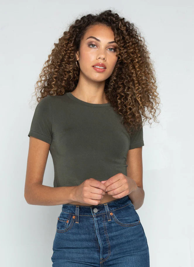C'est Moi Bamboo Crop Top - Olive