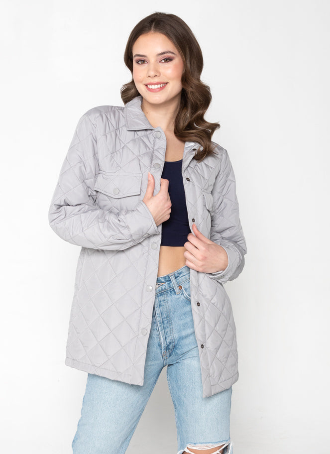C'est Moi Quilted Snap Jacket - Pewter