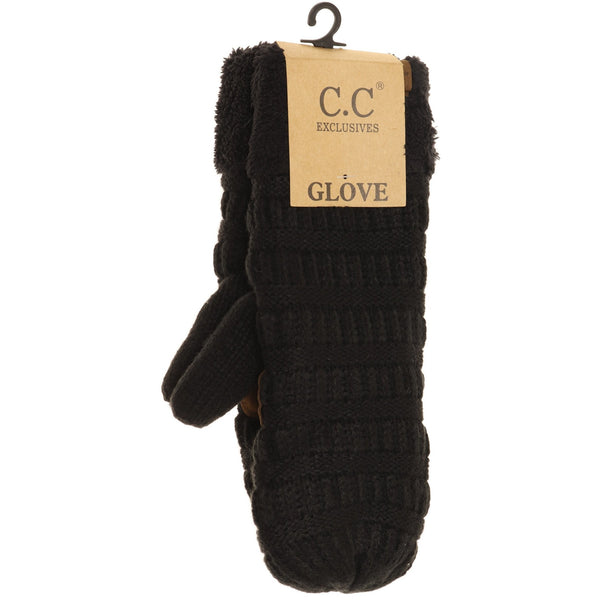 CC Beanie Fuzzy Lined Mittens - Various Colours