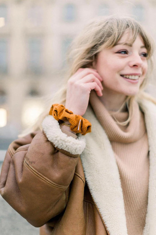 Chelsea King French Ribbed Scrunchie - Caramel