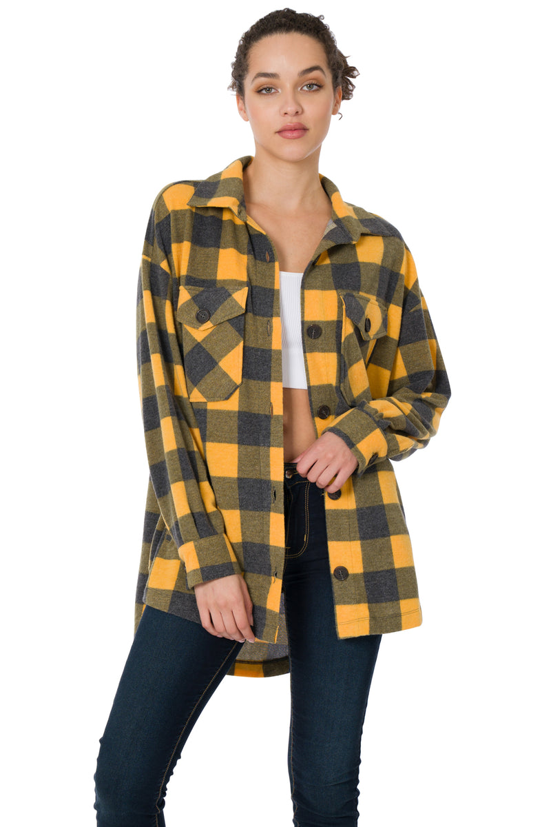 *SALE* Plaid About You Shacket - Mustard/Black