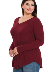 *SALE* Everyday Long Sleeve V-Neck - Merlot