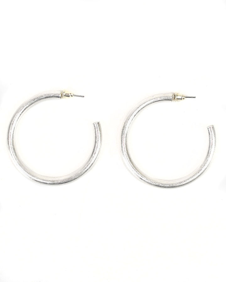 Grace & Lace Statement Hoops - Brushed Silver