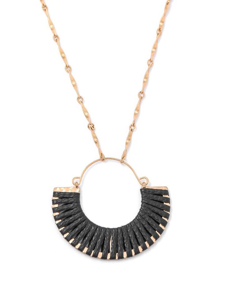 Grace & Lace Faux Leather Wrapped Necklace - Black