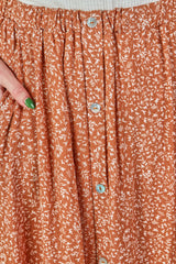 Ditsy Pocket Midi Skirt - Peach