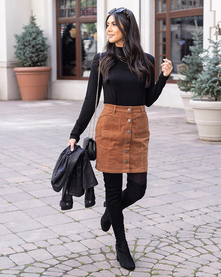 Corduroy knee skirt best sale
