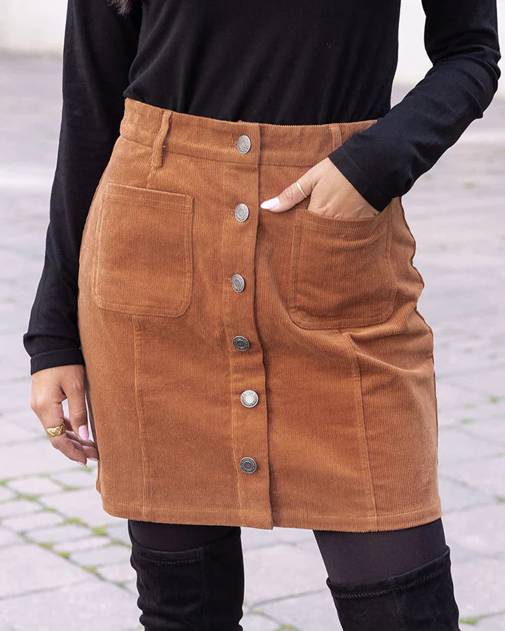 Brown corduroy top skirt vs brim