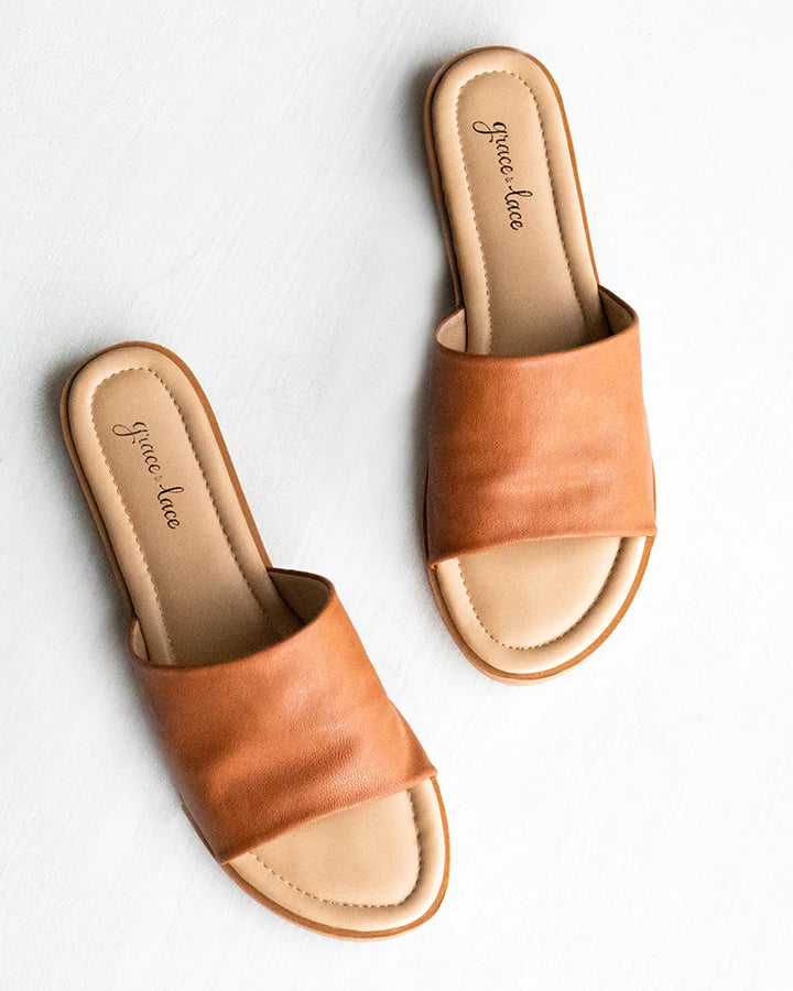 Grace Lace Faux Leather Slides 3 s Company Boutique