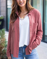 Grace & Lace Favourite Button Up Top - Terracotta