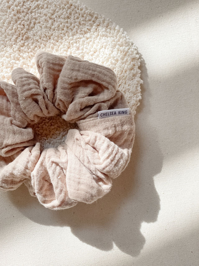 Chelsea King Muslin Scrunchie - Tan