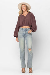 Judy Blue Distressed Straight Leg Denim