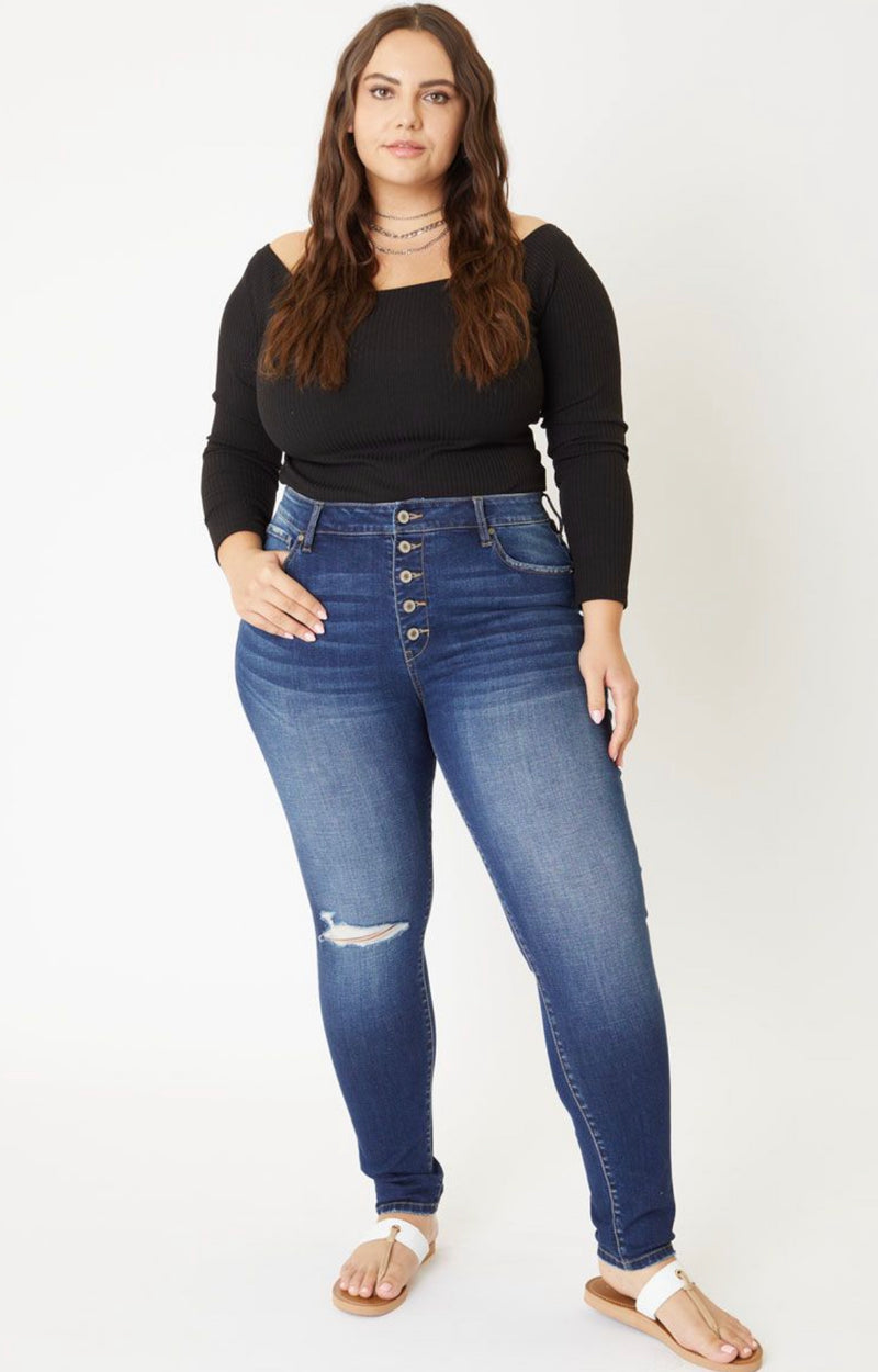 KanCan High Rise Button Fly Denim ~ Dark Wash *curvy*