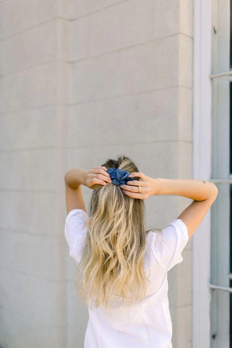 Chelsea King Bordeaux Luxe Scrunchie - Yale Blue
