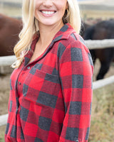 *SALE* Grace & Lace Stretchy Plaid Henley Top